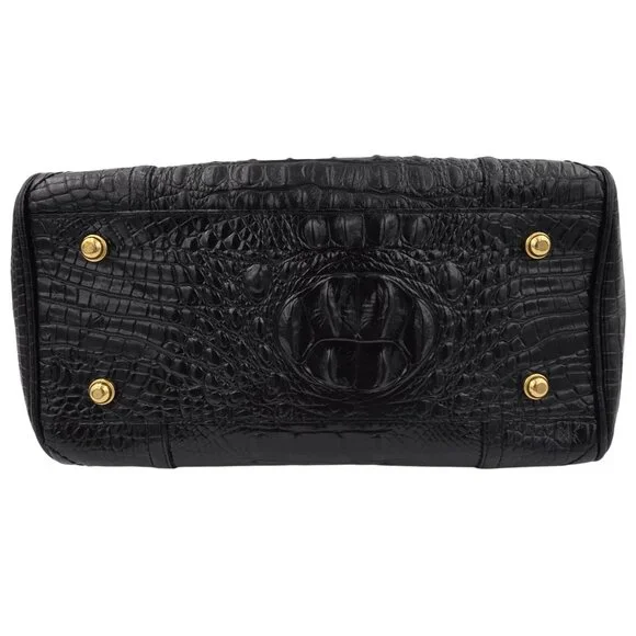 Brahmin Duxbury Satchel Black Melbourne Croc Embossed Leather Designer Purse Bag - Picture 8 of 16